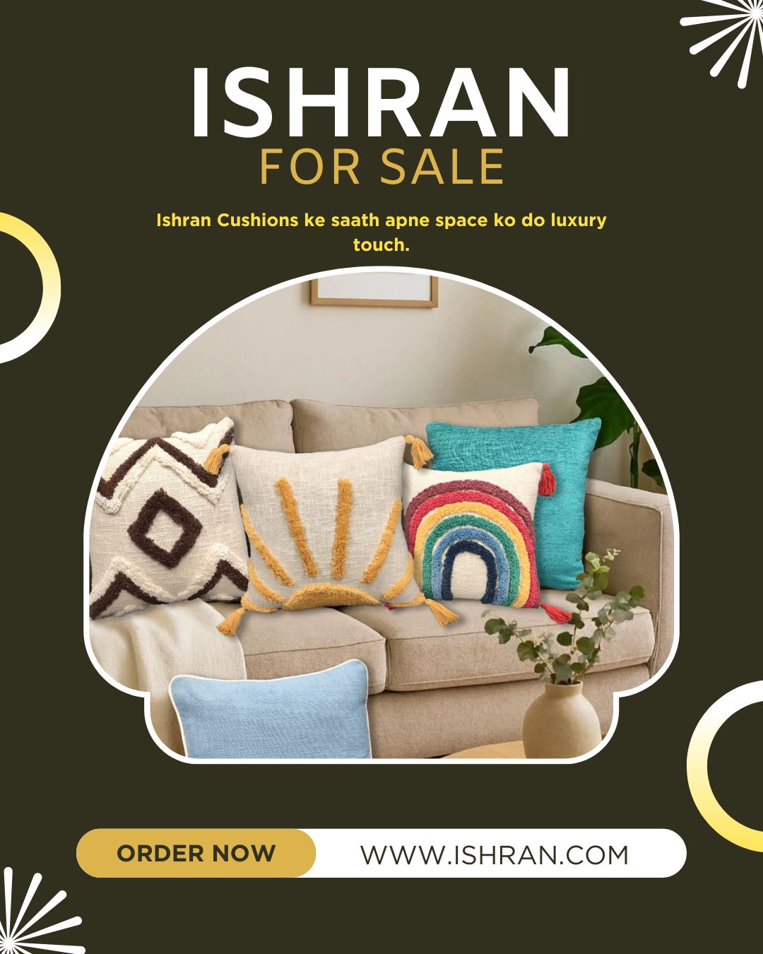 Luxury 18x18 Cotton Slub Designer Cushions | Ishran