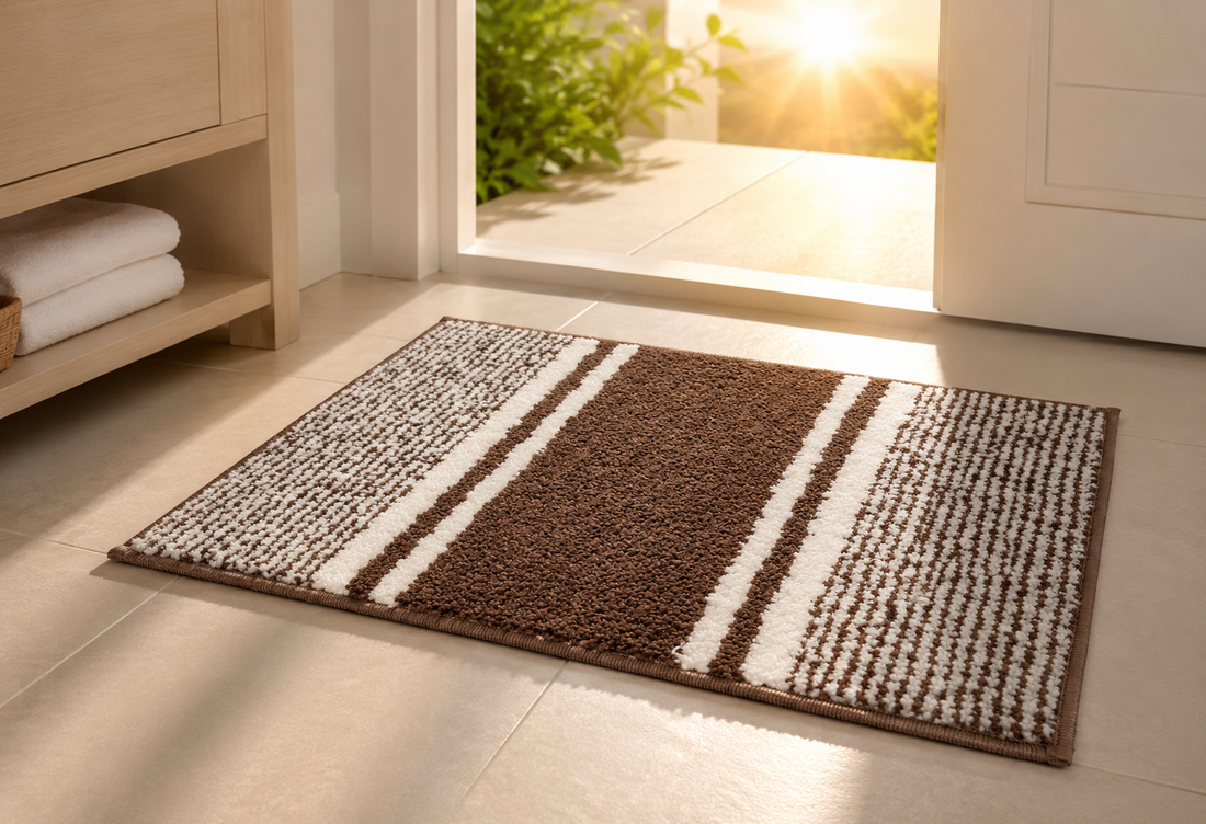Why Choose Ishran Premium Brown & White Bath Mat for Your Home? | ISHRAN