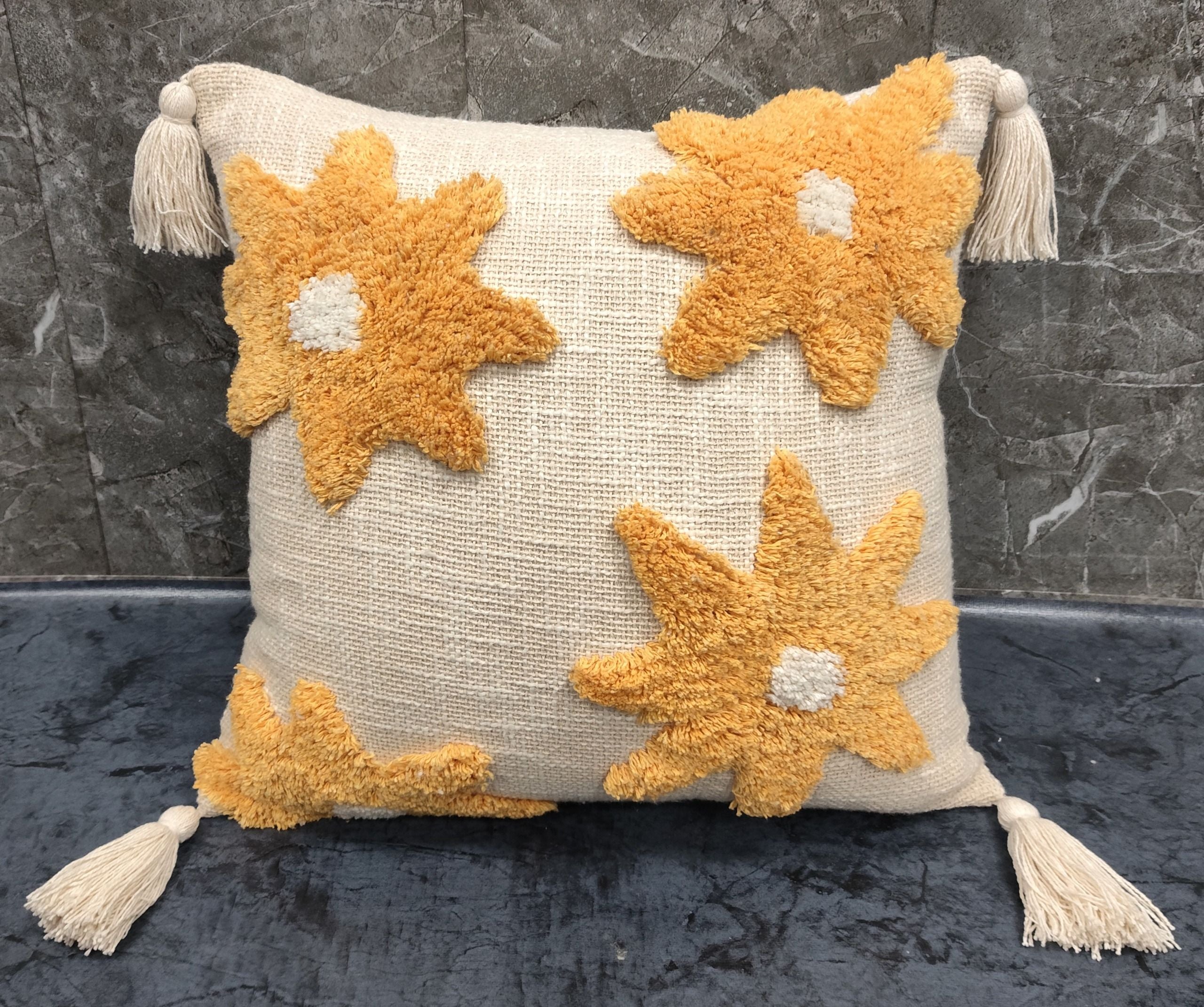 Premium Flower Tufted Pillow Cases Soft Cotton Decorative Cushion Cover