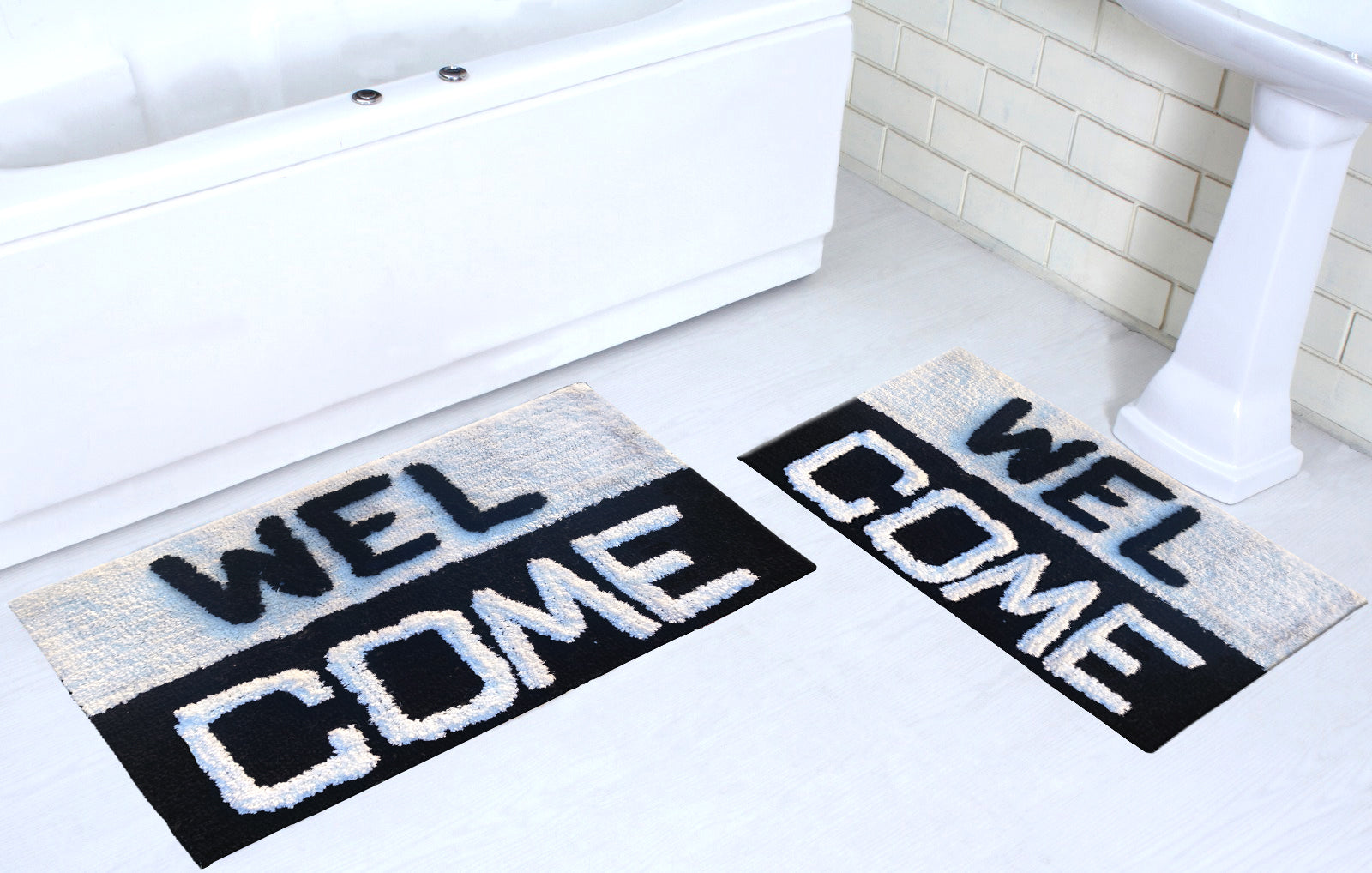 Wel come microfiber bathmat beautiful bathroom rugs 40x60 cm Ishran
