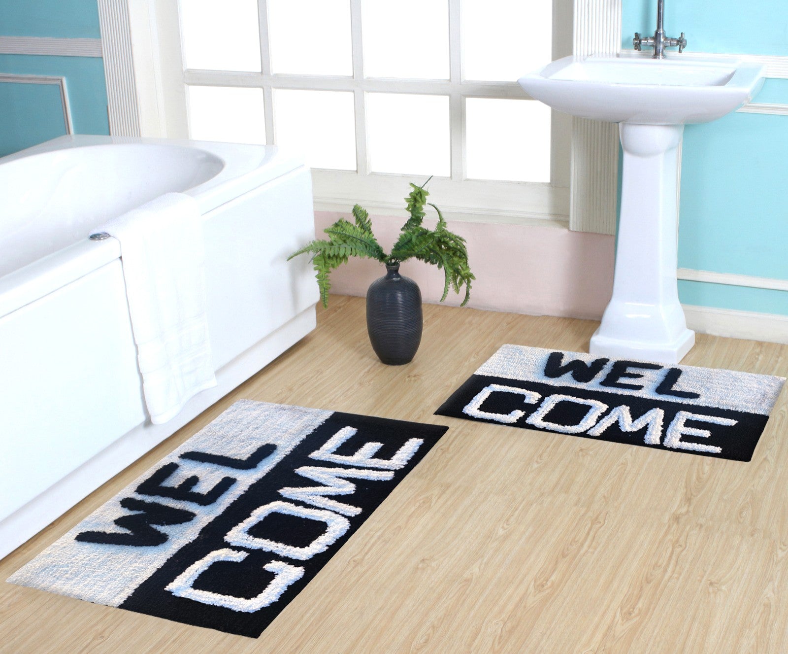 Premium microfiber bathmat welcome design soft bathroom rug