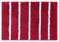 Modern Rug in red with white stripes, perfect microfiber stripe bathmat for stylish bathroom decor.