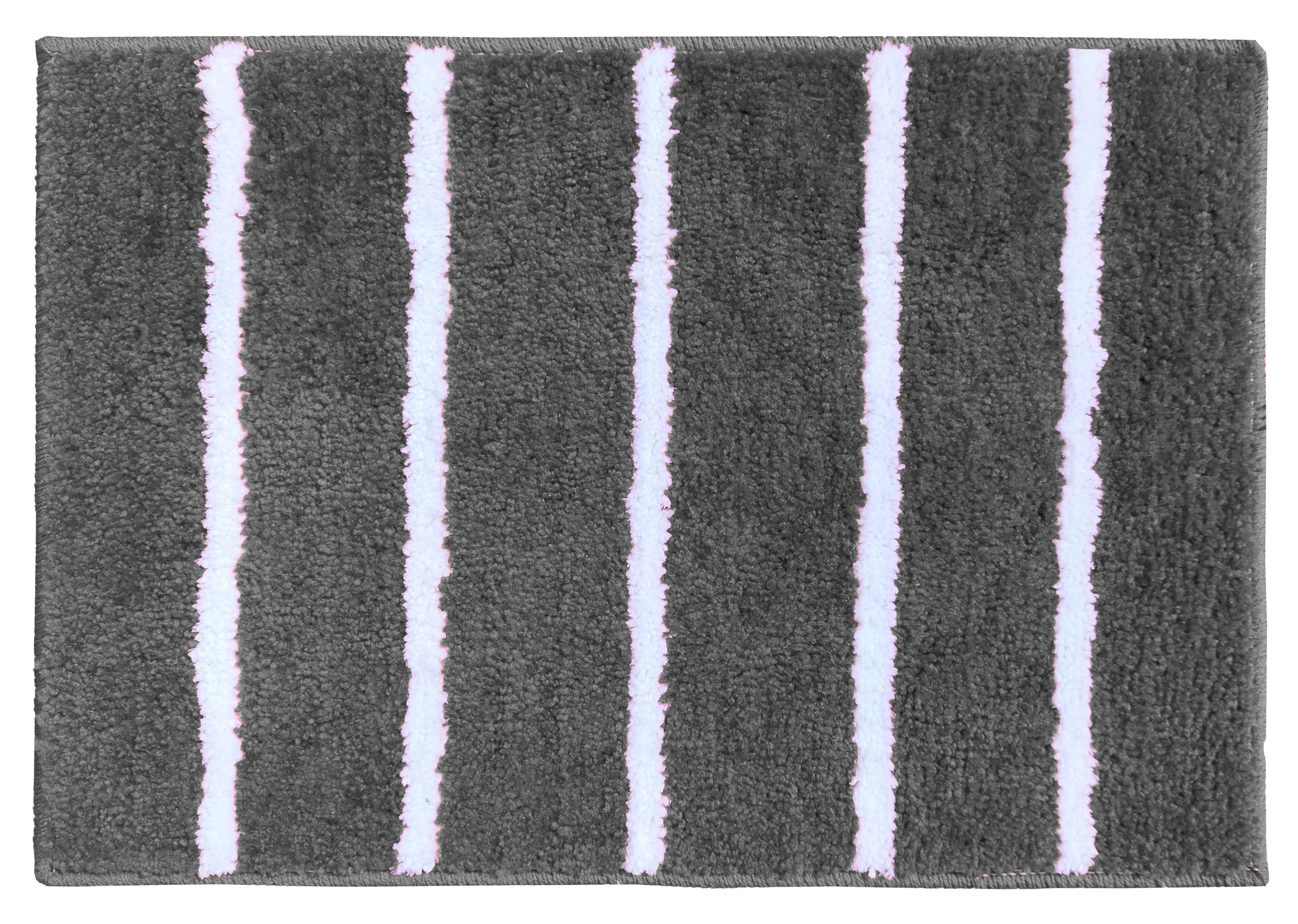 Modern Rug microfiber stripe bathmat in gray with white stripes suitable for stylish bathroom upgrades.