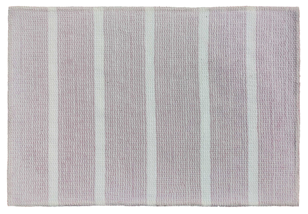Modern Rug | Microfiber stripe bathmat in soft pink with white stripes for a stylish bathroom upgrade.