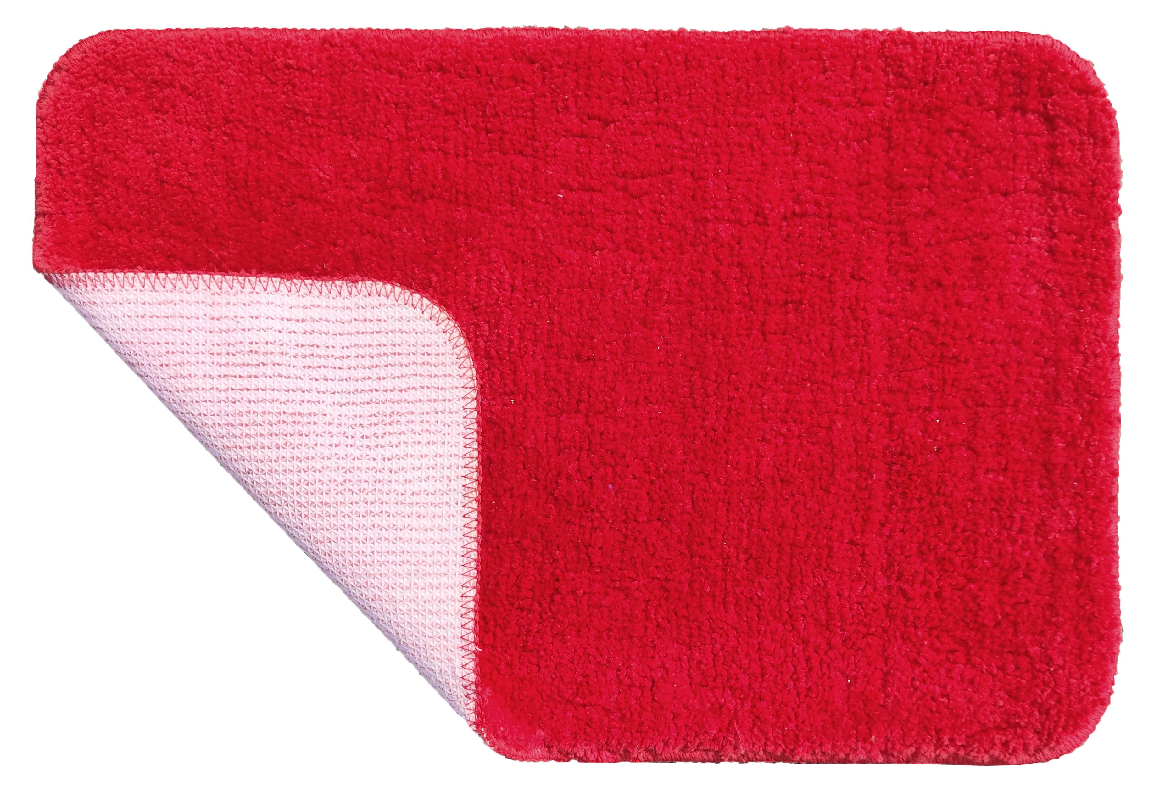Area Rug | Microfiber Solid Bathmat 2Pcs set | Ishran in red, soft bathmat for modern bathroom comfort.
